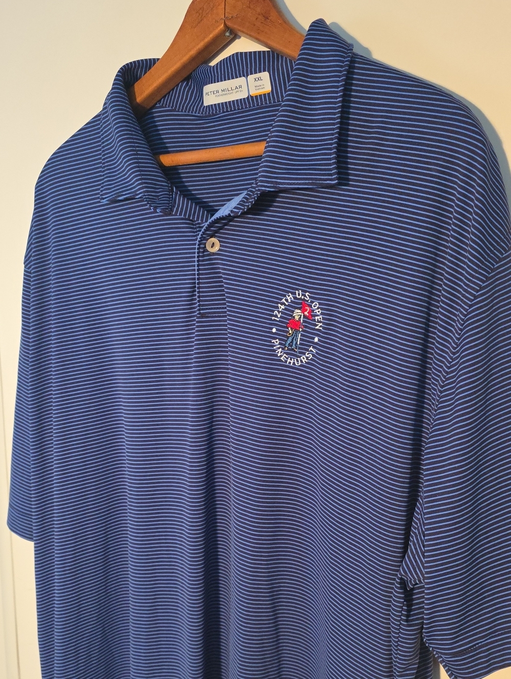 Peter Millar 2X Blue Striped Polo Shirt U.S. Open @ Pinehurst Awesome